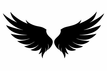 Obraz premium wings silhouette vector illustration, angel wings black symbol