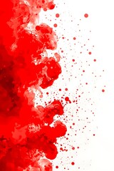 Vibrant red ink cloud and paint splash dispersing in water on a white background, creating a striking abstract effect ideal for artistic, creative, and modern design projects

