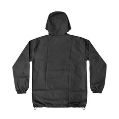 windproof hooded jacket (parka), half zip hoodie technical, Blank black windbreaker mock up, front...