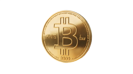 Golden Bitcoin Coin Representing Digital Currency and Financial Investment.