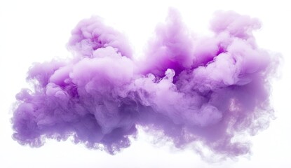 Fototapeta premium A purple cloud of smoke floating in the air, with pink highlights against a white background.