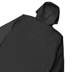 windproof hooded jacket (parka), half zip hoodie technical, Blank black windbreaker mock up, front...