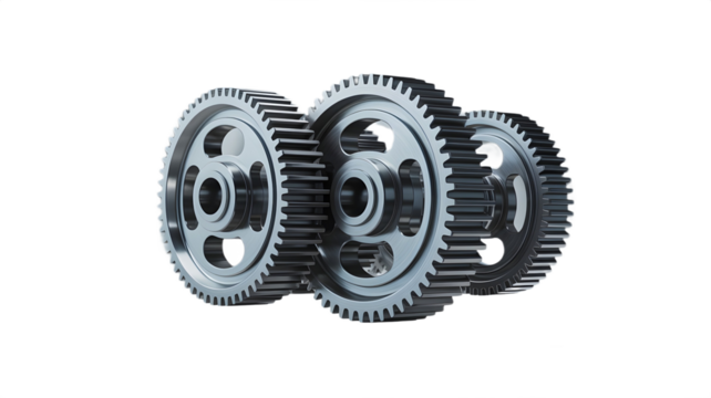 Three interlocking gears symbolize teamwork, mechanical progress, and the interconnectedness of complex systems.