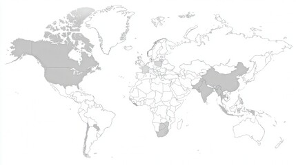 Simple Gray Scale World Map With Dotted Regions
