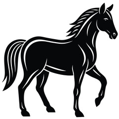 Obraz premium Elegant black horse silhouette in a dynamic stance