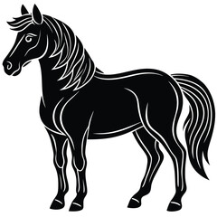 Obraz premium Elegant black horse silhouette standing proudly