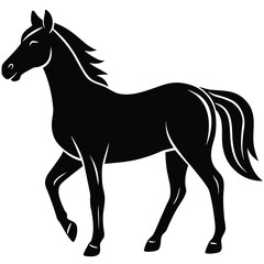 Obraz premium Elegant black horse silhouette standing proudly