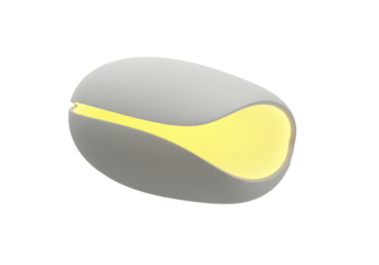 transparent abstract object unfurling, revealing a vibrant glowing yellow core in a minimalist studio, top-down close-up, soft light, concept of new ideas and breakthrough