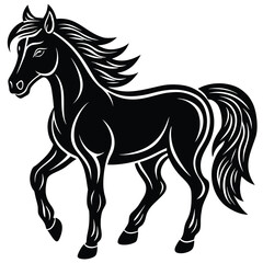 Obraz premium Elegant black horse silhouette standing proudly