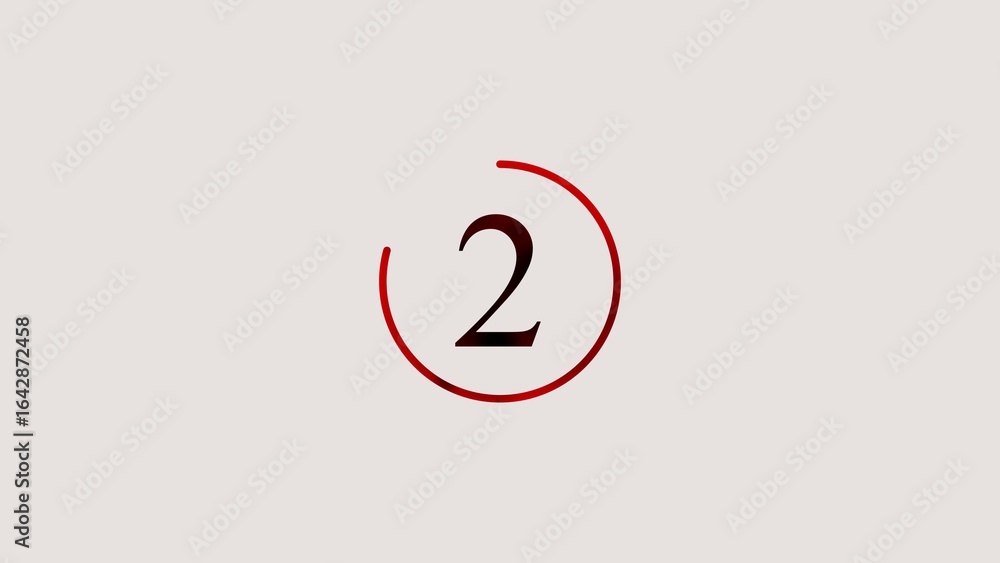 Poster number two inside red circle on light beige background for countdown and branding