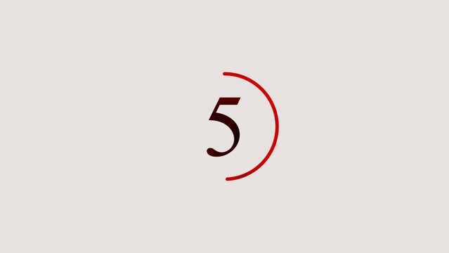 A minimalistic illustration depicting the number five with a bold red semi circle