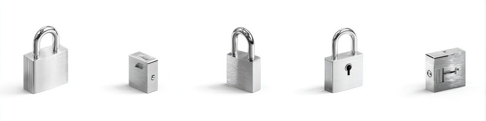 Naklejka premium Four metallic padlocks on a white background