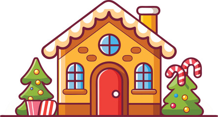 Fototapeta premium Gingerbread house with candy decorations.