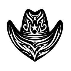 Decorative Cowboy Hat Design in Black and White