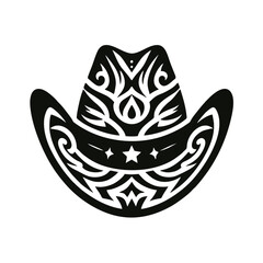 Ornate Cowboy Hat Tattoo Design Vector Illustration
