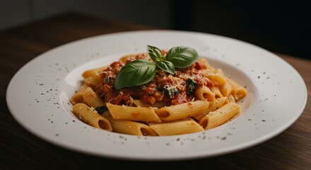 Fototapeta premium Delicious Penne Bolognese: A Culinary Delight