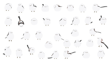 かわいいシマエナガのイラストセット