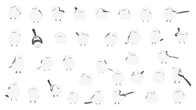 かわいいシマエナガのイラストセット