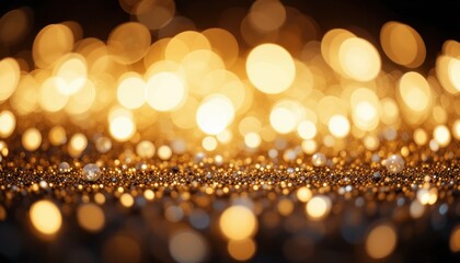 Golden Bokeh Lights Creating Sparkling Background for Design