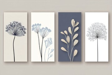 Abstract Botanical Art Prints Set