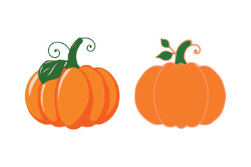 Halloween Pumpkin symbol in flat design, simple, vector Illustration isolated on white background .