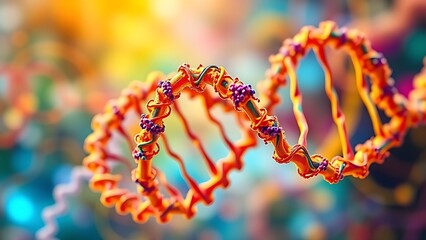 An abstract representation of metabolic pathways in vibrant colors, twisting like a double helix.