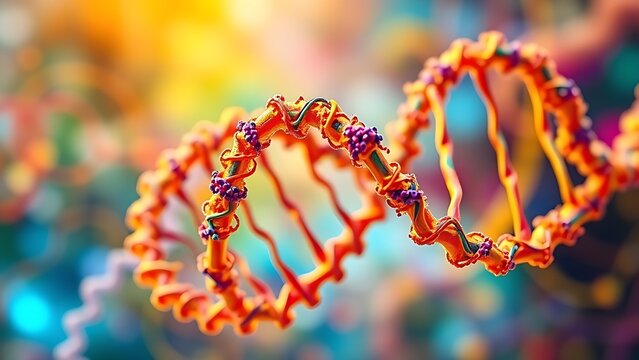 An abstract representation of metabolic pathways in vibrant colors, twisting like a double helix.