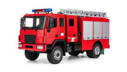 Red toy fire truck isolated