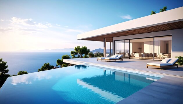 Modern seaside villa with infinity pool