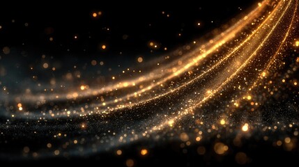 Fototapeta premium Golden streaks of light through dark dust