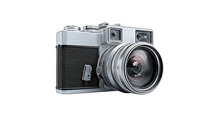 Fototapeta premium Shiny metallic 3D camera symbol with lens reflection