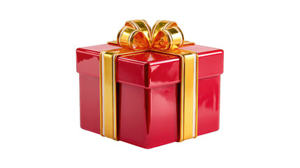 Obraz premium Shiny red gift box with golden ribbon floating