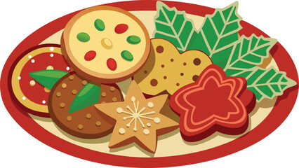 Realistic Christmas Cookies Vector Design.
