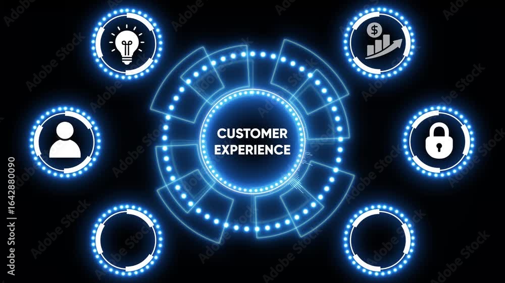 Poster animated blue neon circle interface element on a black background in uhd resolution