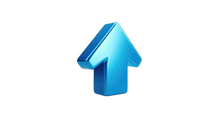 Glossy blue 3D upward arrow with beveled edges