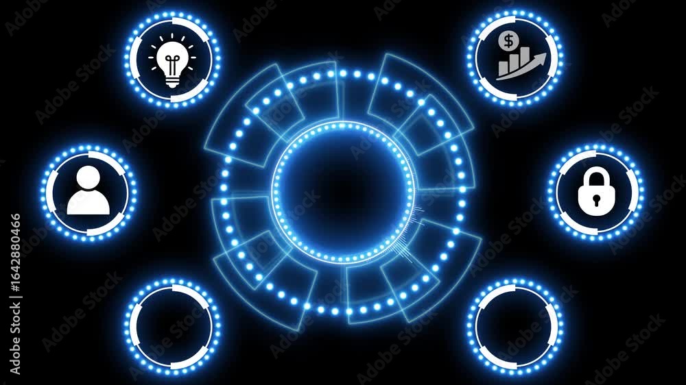 Aufkleber futuristic animated blue hud interface element with glowing circular design