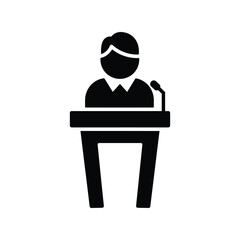 Speaker at podium icon presentation public speaking speech lecture seminar conference business meeting announcement