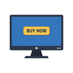 Computer screen with buy now button online shopping e commerce digital purchase call to action