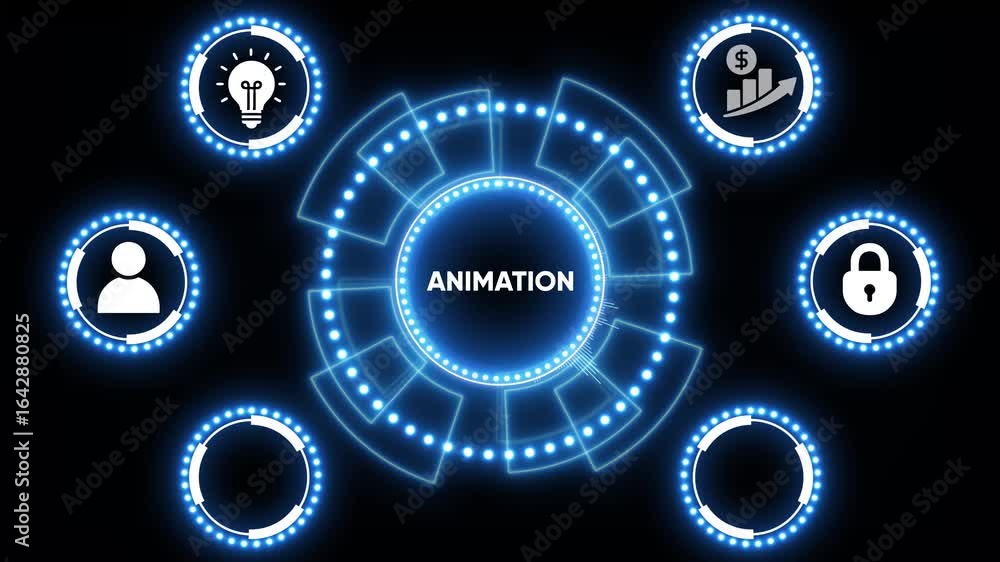 Poster futuristic glowing blue hud element with circular display and modern digital interface