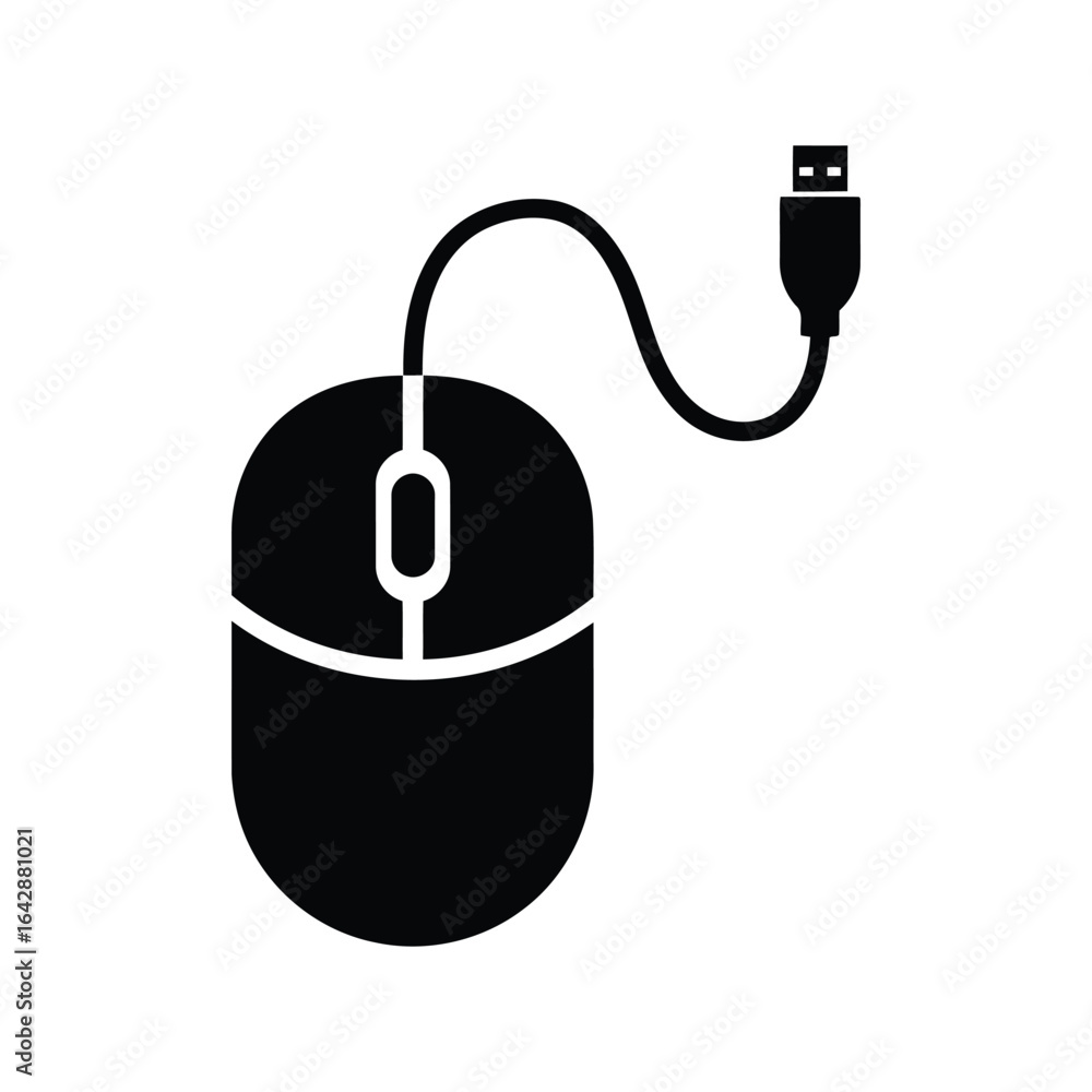 Aufkleber wired computer mouse icon usb pointing device digital technology accessory graphic element