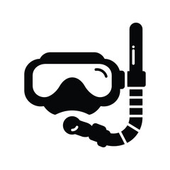 Snorkel mask and tube vector icon scuba diving gear underwater exploration equipment