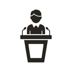 Speaker podium icon public speaking presentation speech conference debate lecture announcement business meeting