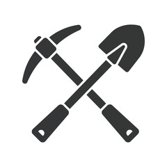 Crossed pickaxe and shovel vector illustration mining tools construction equipment digging gear