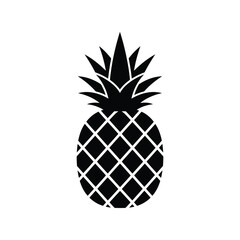 Obraz premium Black silhouette pineapple illustration tropical fruit icon healthy food graphic vector art