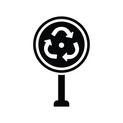 Obraz premium Recycling symbol traffic sign circular arrows environmental protection eco friendly green concept vector illustration