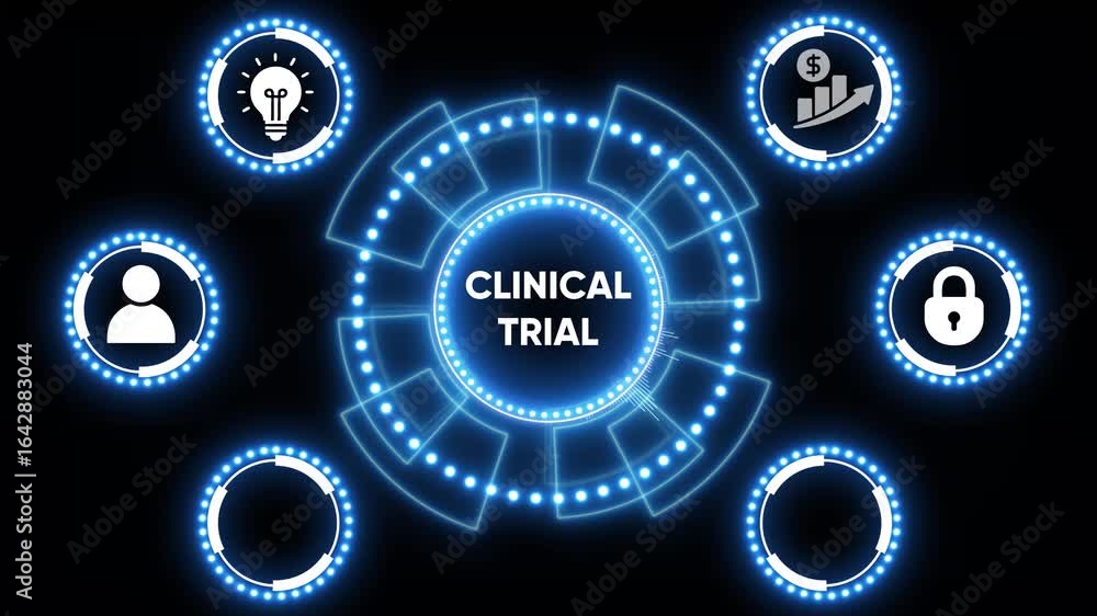 Poster blue futuristic circle hud element animated on black background digital interface design
