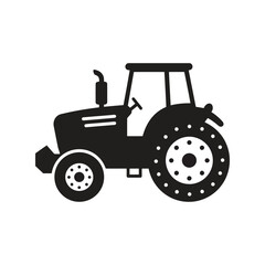 Black tractor silhouette vector illustration farm vehicle agricultural machinery countryside transport isolated eps graphic