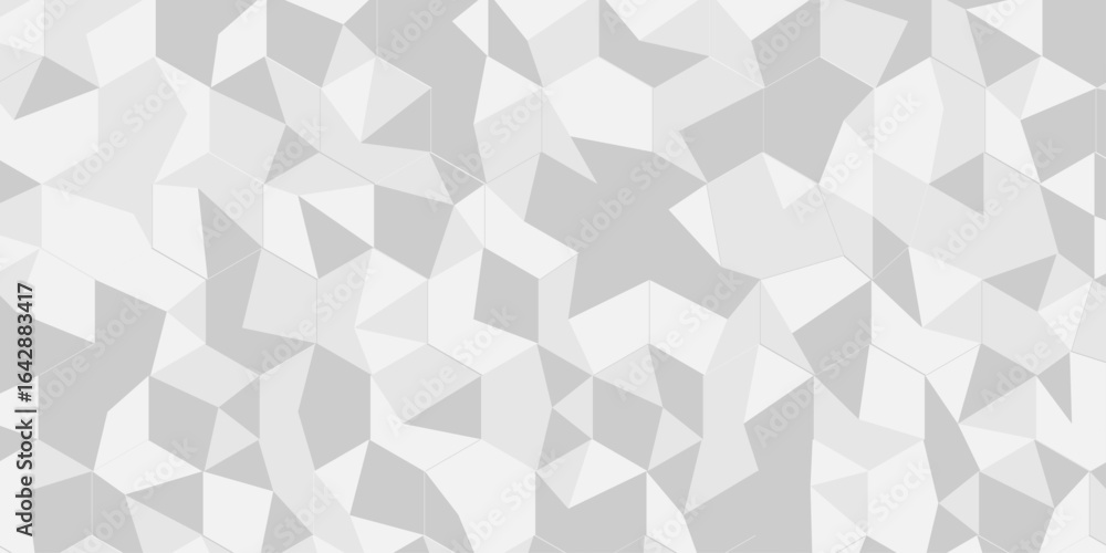 Poster geometric white, gray cube square low polygon texture wallpaper. abstract surface creative diamond p