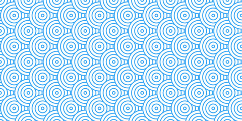 Vector blue overlay stripe circle overflowing overlap textile. Abstract overlapping fabric floral blue geometric repeat creative monochrome wallpaper white background.