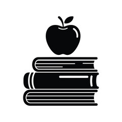 Stack of books with apple on top education concept learning symbol knowledge icon school study reading wisdom